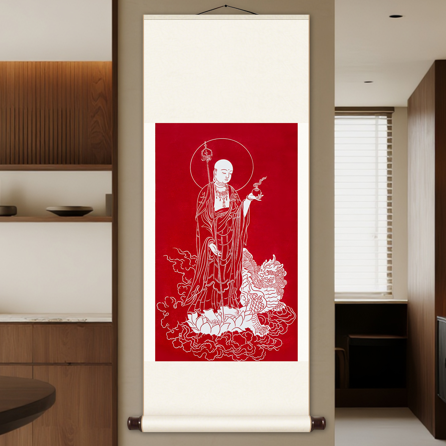 Bodhisattva Ksitigarbha Rubbing Art Print - Handmade Spiritual Decor for Home & Study Room