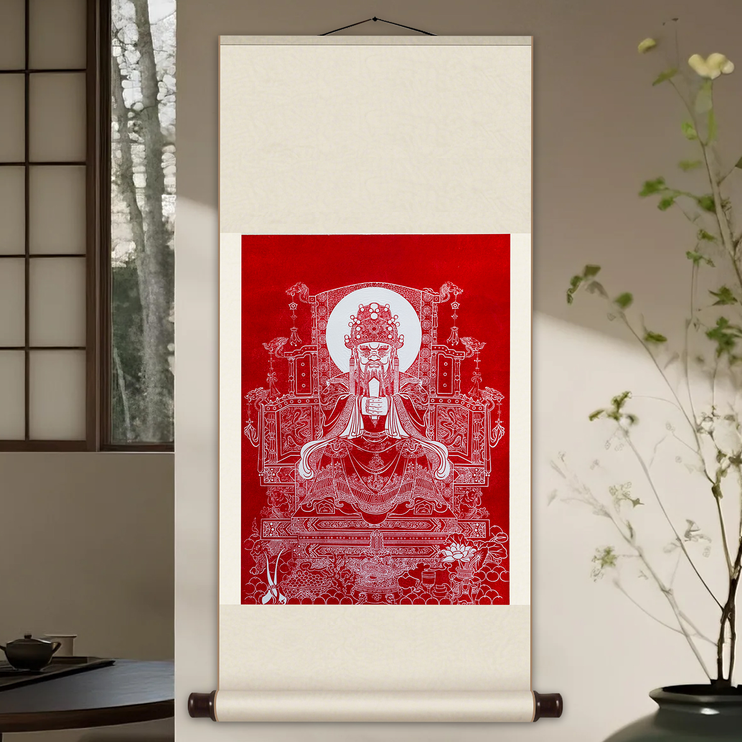 South Sea Dragon God Print - Traditional Rubbing Art with Premium Framing for Wealth & Blessings